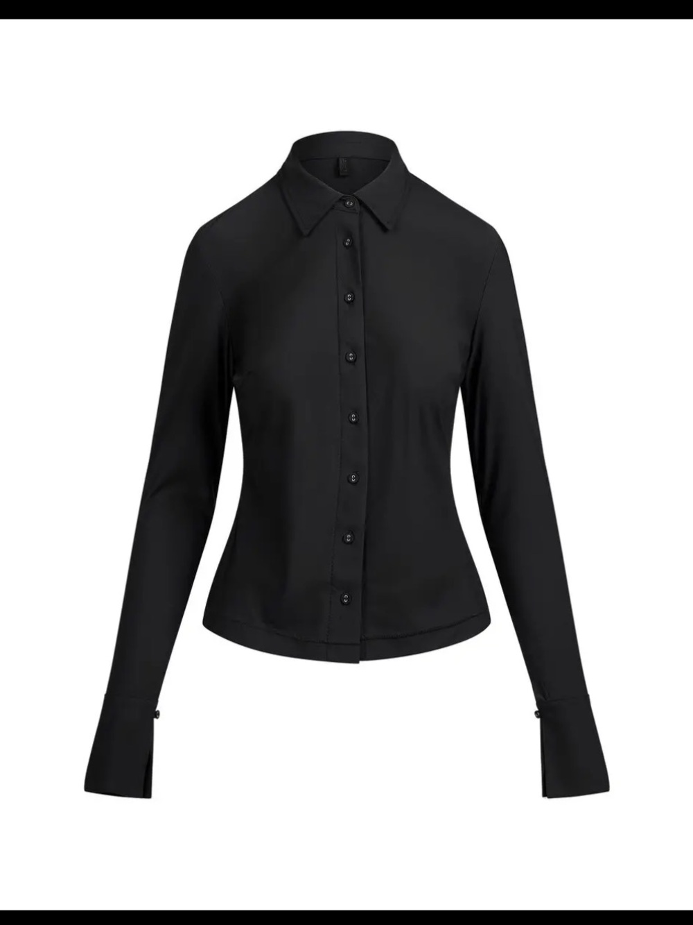 SKIMS NWT CLING MATTE LONG SLEEVE BUTTON UP SHIRT IN OBSIDIAN SZ SMALL